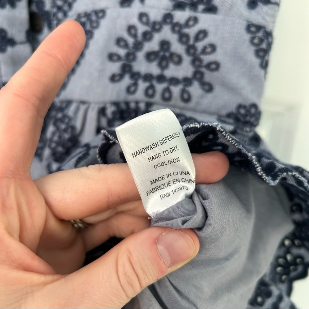 Loveshackfancy Chambray And Navy Embroidered Flor… - image 5